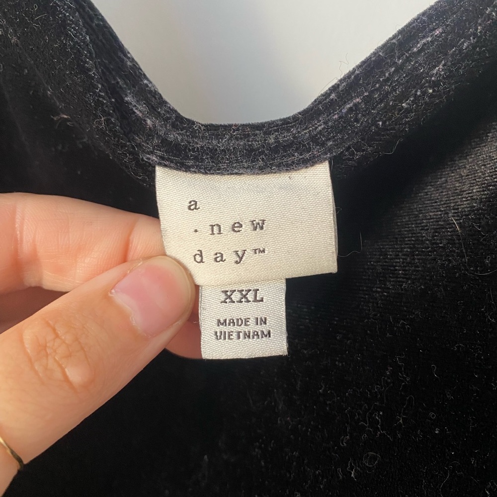 A new day black velvet tank top